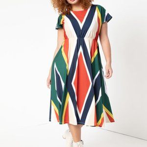 Eloquii Printed Short Sleeve Midi Dress